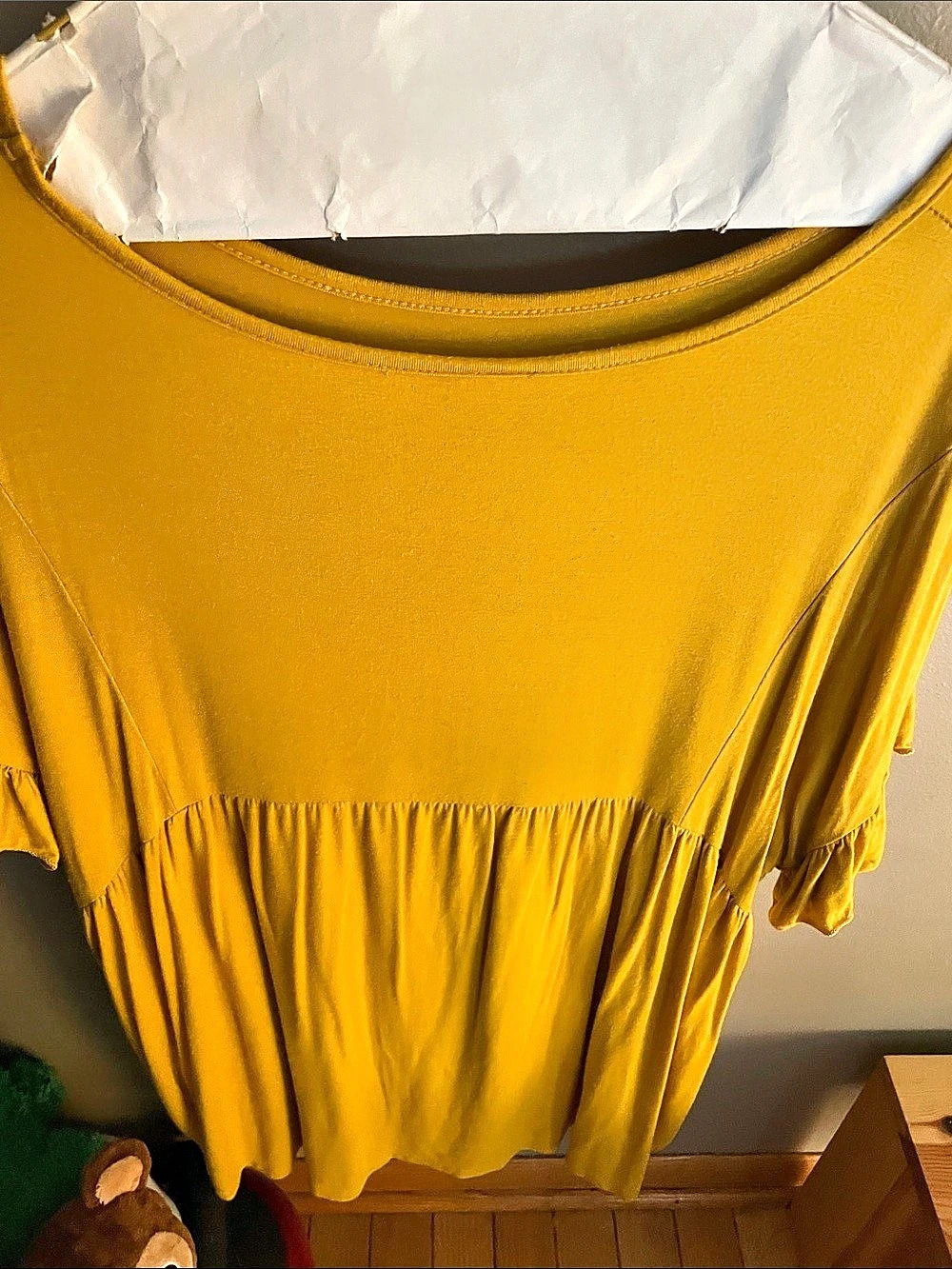 Mustard Yellow Gathered Mini Dress